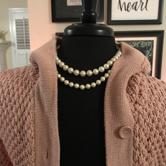 BIRTHDAY Sale!  Boston Proper Dusty Pink cardigan hoodie sweater size Small - Picture 8 of 15